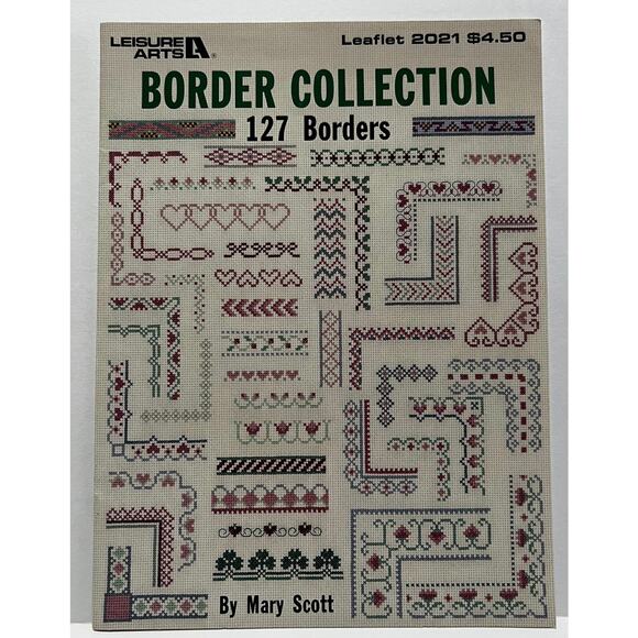 VTG Leisure Arts Cross Stitch Design Book-Border Collection 127 Border Designs - Picture 1 of 3